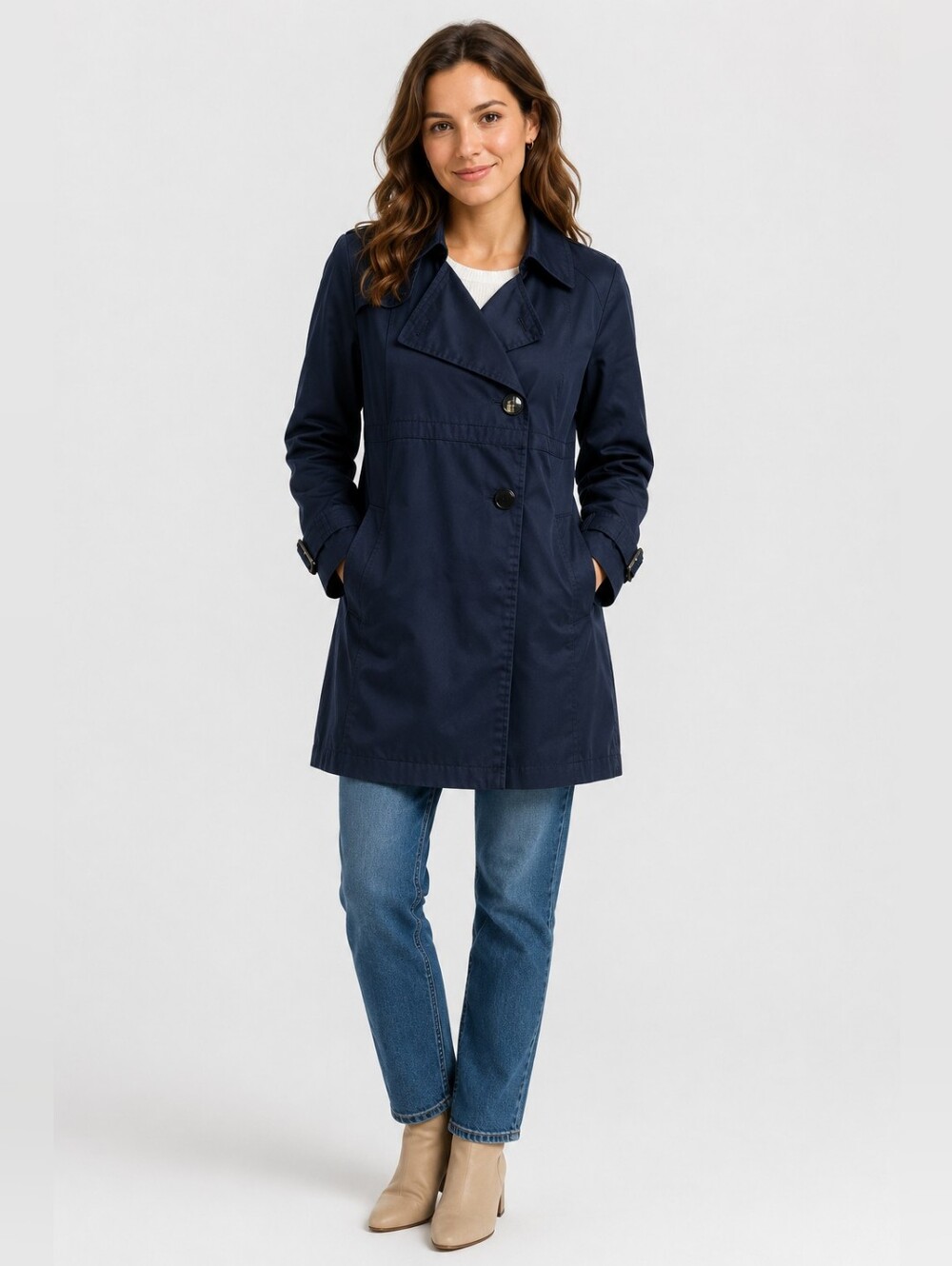 INC Long Trench Coat Black Women's Small Minimalist